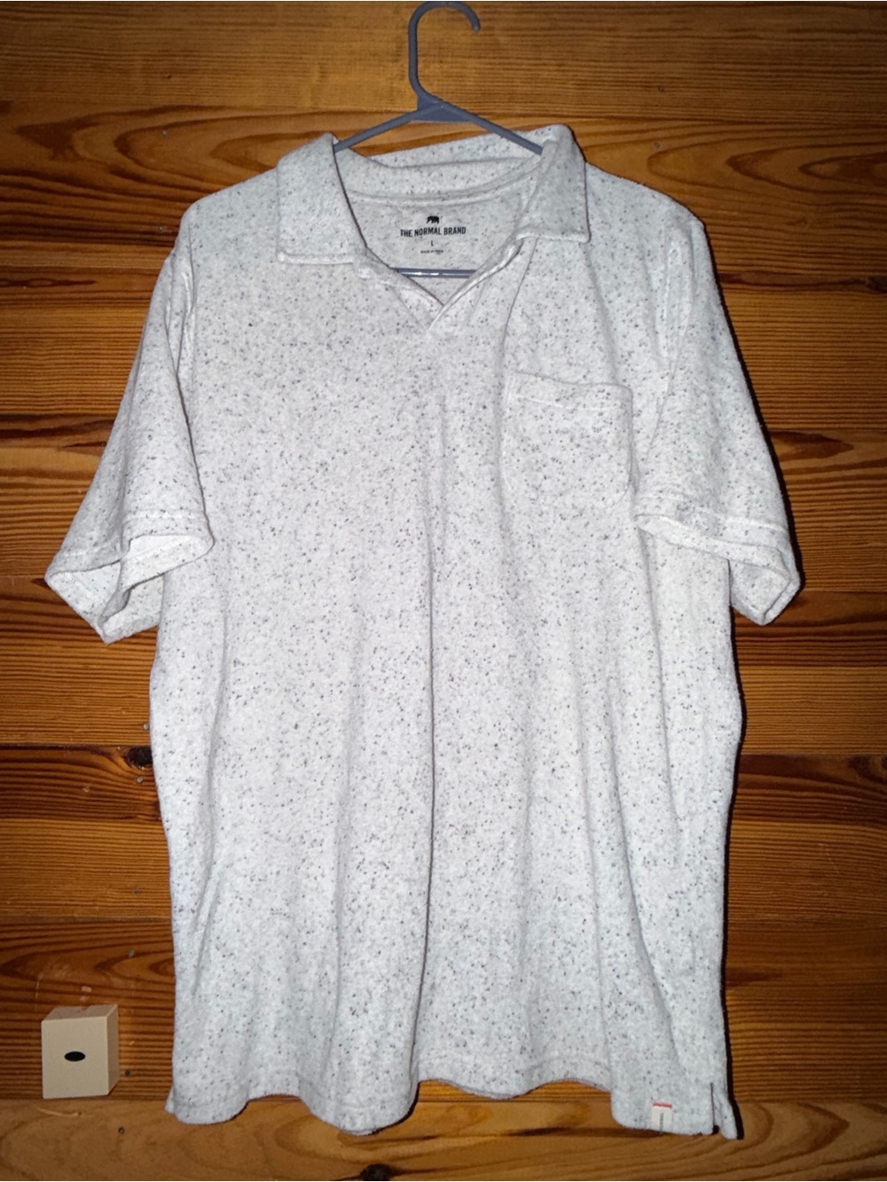The Normal Brand Speckled White Short-Sleeve Polo